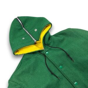 DeLONG Sportswear Jacket Youth XL Green Snap Button Fleece Lined Vintage 90s Y2K